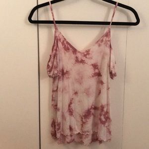 pink tye dye off the shoulder blouse